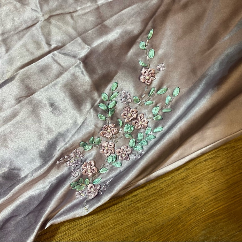 Vintage Y2K 100% Silk Beaded Dress Vintage Y2K Dress Fairy Cottage Prom Floral - Picture 8 of 11